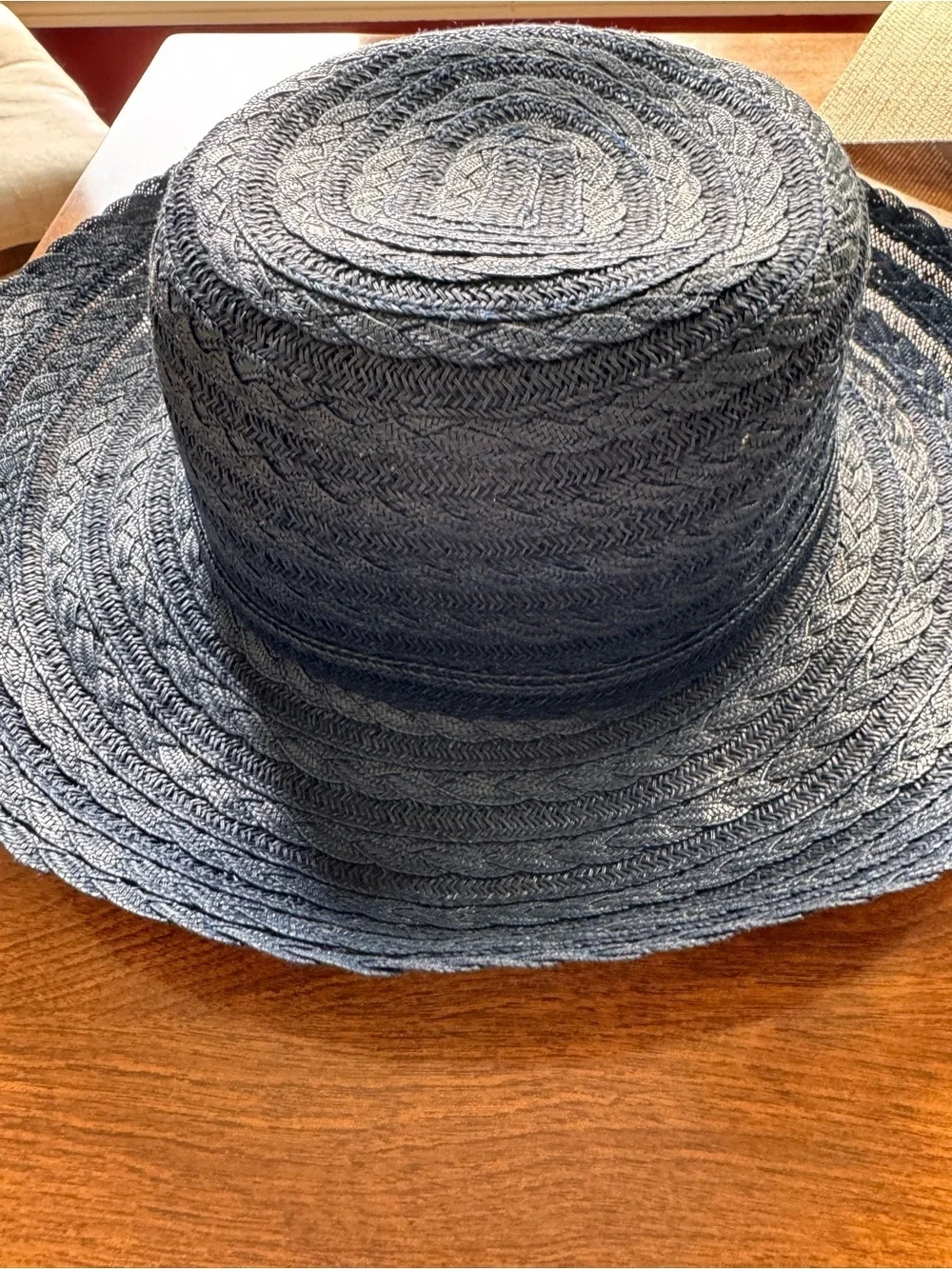Liz Claiborne Wide 3” Brim Navy Straw Sun Hat
